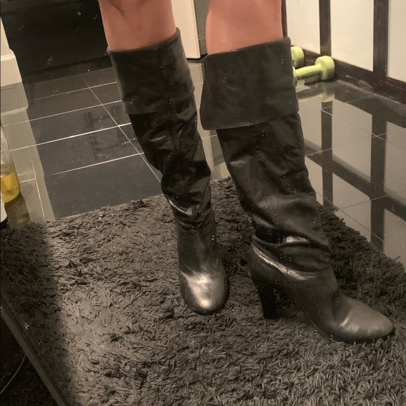 Black Knee-High Leather Boots - Picture 9 of 15
